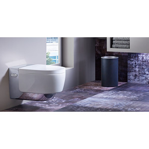Унитаз-биде подвесной безободковый Geberit AquaClean Mera Comfort Rimfree, с сиденьем микролифт, дизайн панель хром (146.214.21.1)