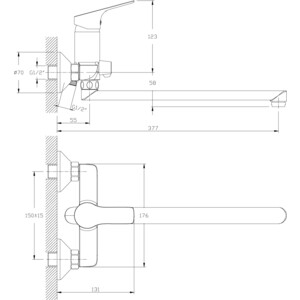 Смеситель для ванны Rossinka Silvermix с душем, хром (RS29-33)