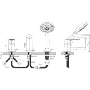 Смеситель на борт ванны Rossinka Silvermix на 3 отверстия, хром (T40-39)