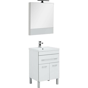 Тумба под раковину Aquanet Верона 58 с дверцами и ящиком, белая (182507)