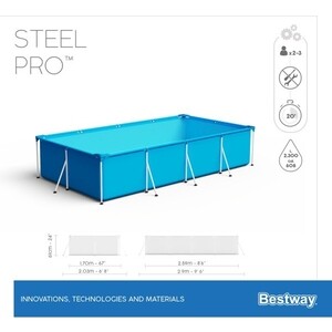 Каркасный бассейн Bestway 56403 BW Steel Pro 259х170х61см, 2300л