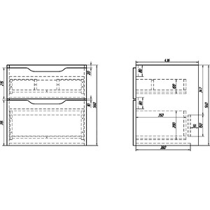 Тумба под раковину Dreja Q 55 с ящиками, белый глянец (99.0007)