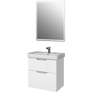 Тумба под раковину Dreja Q 55 с ящиками, белый глянец (99.0007)