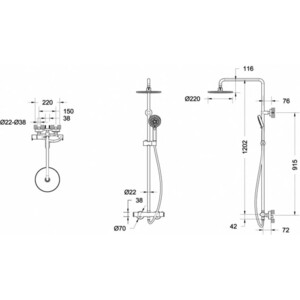 Душевая система Bravat Waterfall с термостатом, хром (F939114C-A2-RUS)