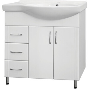 Тумба под раковину Style line Эко Стандарт №25 L ящики слева, белая (ЛС-00000108)