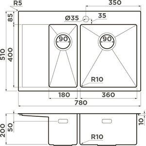 Кухонная мойка Omoikiri Akisame 78-2 LG-R светлое золото (4973088)