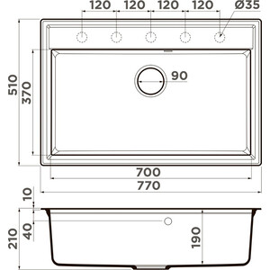 Кухонная мойка Omoikiri Daisen 77 BL черная (4993630)