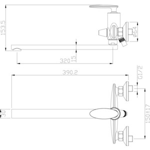 Смеситель для ванны Rossinka Silvermix с душем, хром (RS30-32)