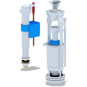 Комплект сливной для бачка унитаза АНИ пласт 1/2 нижний, штуцер латунный, кнопка хром (WC8520C)