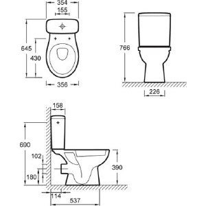Унитаз (чаша) Jacob Delafon Patio напольный, без сиденья (UJD102-00)