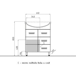 Тумба с раковиной Style line Ирис 65 белая (ЛС-00000016 + 1WH110174)