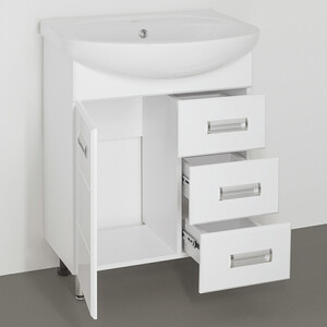 Тумба с раковиной Style line Ирис 65 белая (ЛС-00000016 + 1WH110174)