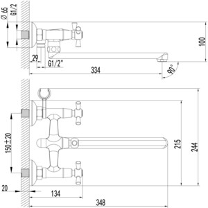 Смеситель для ванны Lemark Contour (LM7451C)