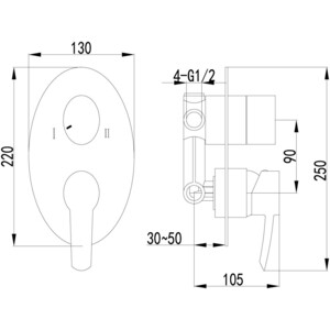 Смеситель для ванны Lemark Atlantiss на 2 положения (LM3227C)