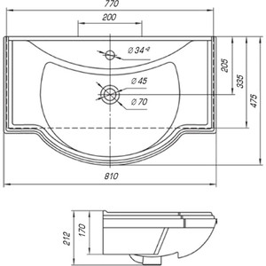 Раковина мебельная KIROVIT Классик 80 (4620008198941)