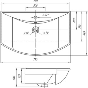 Раковина мебельная KIROVIT Стиль 75 (4620008197470)