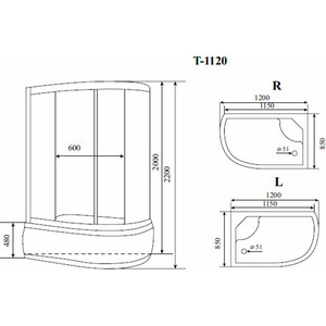 Душевая кабина Timo Comfort T-8820R C 120х85х220 правая, стекло прозрачное