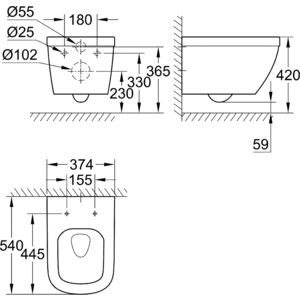 Унитаз подвесной (чаша) Grohe Euro Ceramic (39328000)