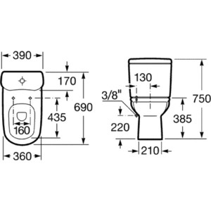 Бачок для унитаза Roca Giralda нижний подвод воды, механизм 3/6 л (341469000)