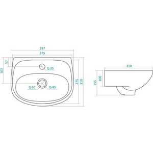 Раковина Santek Анимо 40х31 (1WH110490)