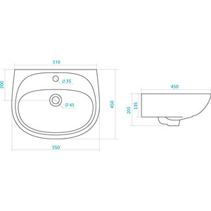 Раковина мебельная Santek Анимо 55 см (1WH110502)