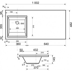 Раковина над стиральной машиной Style line Эстет Даллас 100x48 правая (4627179377687/ФР-00002068)
