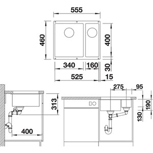 Кухонная мойка Blanco SubLine 340/160-U кофе (523557)