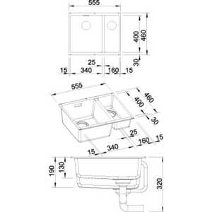Кухонная мойка Blanco SubLine 340/160-U антрацит (523548/513795)
