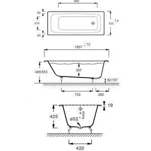 Чугунная ванна Jacob Delafon Ultima (E6D109-00)