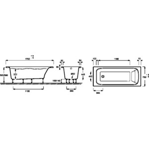 Ванна Jacob Delafon Elite прямоугольная 170x75