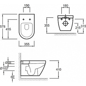 Комплект унитаза Jacob Delafon Rodin с инсталляцией Geberit (EDC102-00, 8321K-00, 458.124.21.1)