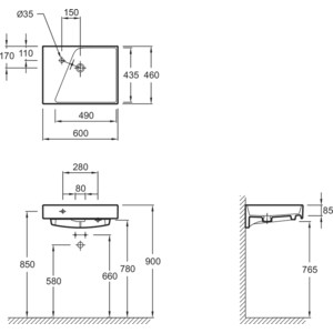 Раковина Jacob Delafon Rythmik 60x46 (EXQ112-00)