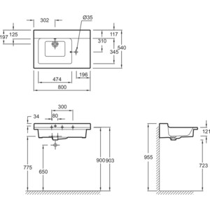 Раковина Jacob Delafon Soprano 80x54 (EXL122-00)