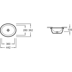 Раковина Jacob Delafon Vox 44x36 см, встраиваемая снизу (EYI002-00)