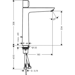 Смеситель для раковины Hansgrohe Talis Select E высокий, с донным клапаном, хром (71752000)