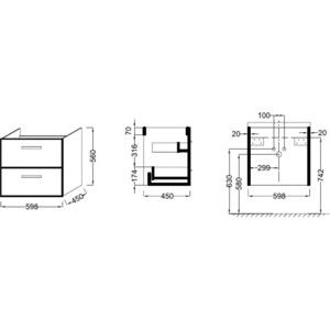 Тумба под раковину Jacob Delafon Ola 60 темный дуб (EB390-NR)