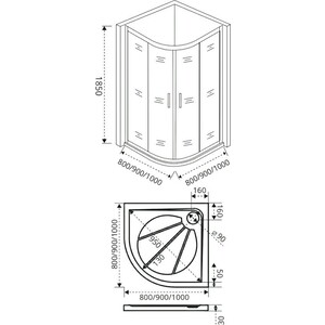 Душевой уголок Good Door Latte R 100х100 с поддоном, матовая с поддоном, хром матовый