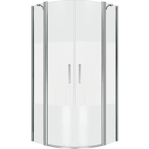 Душевой уголок Good Door Pandora R-80-T-CH 80х80 прозрачный с рисунком Тростник, хром (ПД00050)