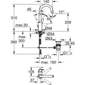 Смеситель для раковины Grohe BauFlow (23753000)