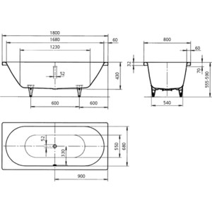 Ванна стальная Kaldewei Classic Duo 110 Easy-Clean 180х80 см (291000013001)