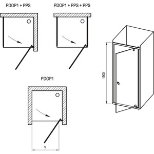 Душевая дверь Ravak Pivot PDOP1 90 прозрачная, хром (03G70C00Z1)
