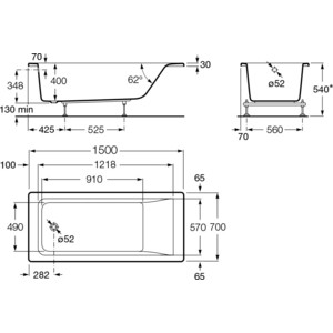 Акриловая ванна Roca Easy 150x70 (ZRU9302904)