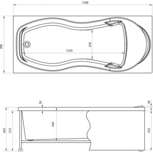 Фронтальная панель Aquanet Bright, Diana, Hellas, Nord, Polo, Riviera, Roma, Tessa, Valencia, West 170 H53 К белая (242155)