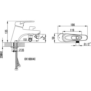 Смеситель на борт ванны Lemark Luna (LM4115C)