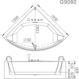 Акриловая ванна Gemy 150x150 с аэромассажем (G9080)