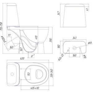 Унитаз-компакт Sanita luxe Max Comfort SL DM с сиденьем микролифт, Clip UP (WC.CC/Max/2-DM/WHT.G/S1)