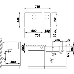 Кухонная мойка Blanco Andano 500/180-U (522991)