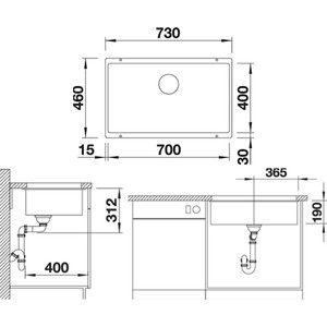 Кухонная мойка Blanco SubLine 700-U алюметаллик (523444)