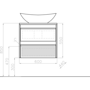 Тумба под раковину Style line Монако 60 осина лакобель (ЛС-00000632)