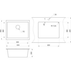 Кухонная мойка Granula GR-5551 пирит